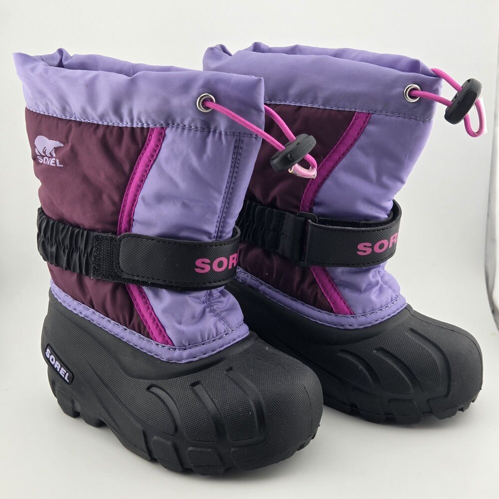 Sorel Flurry Winter Snow Boot Childrens 8 Purple Dahlia Paisley Insulated Liner
